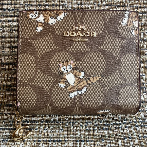 Coach Handbags - Coach Dancing Kitten Cat Pattern Snap Button Wallet